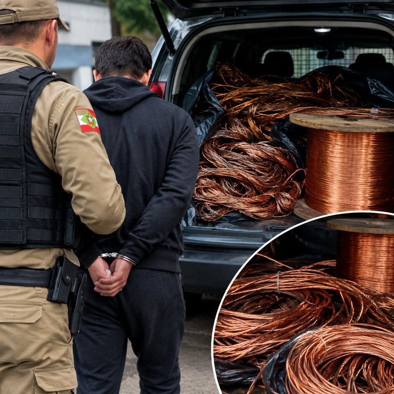 🚨 ALERTA-VIZINHO! Homem preso com 150 kg de cobre em Jaraguá do Sul