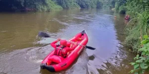 Bombeiros fazem buscas por homem desaparecido em rio de Jaraguá do Sul