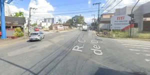 Trecho da Rua Procópio Gomes em meia pista nesta quarta-feira em Jaraguá do Sul