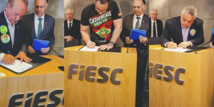 Candidatos ao Governo de SC assumem compromisso de não aumentar impostos em encontro da Fiesc
