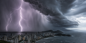 Frente fria provoca temporais e risco de transtornos em Santa Catarina nesta quarta-feira