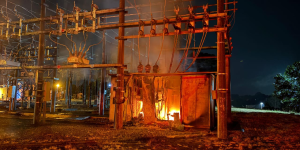 Curto-circuito provoca incêndio em subestação e deixa até 57 mil unidades sem energia no Norte de SC