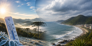 Frio predomina em Santa Catarina e litoral segue com chance de chuva fraca nos próximos dias
